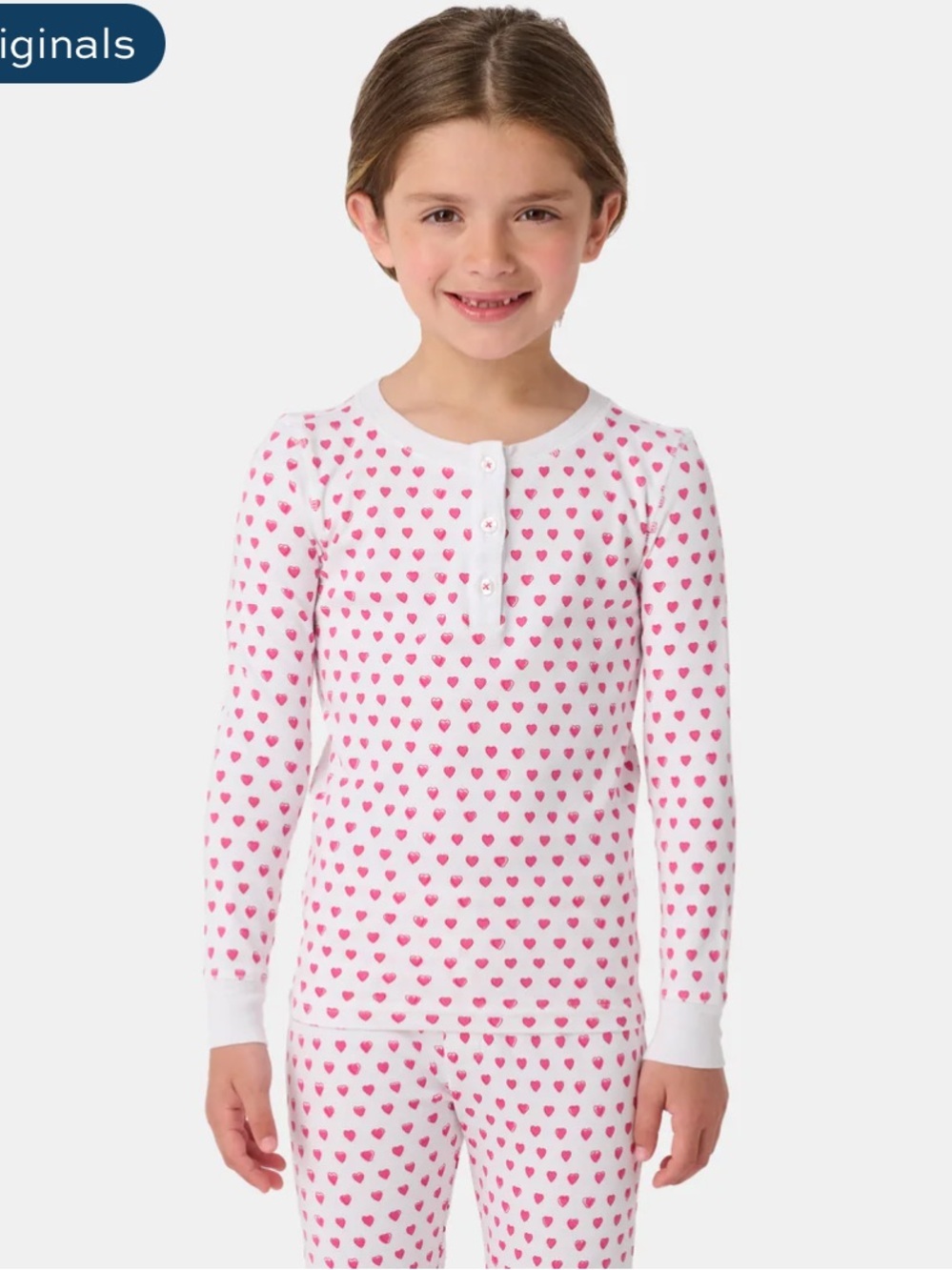 Roller Rabbit - Kids Hearts  Pink and White Long Sleeve Pajama TOP ONLY - 10